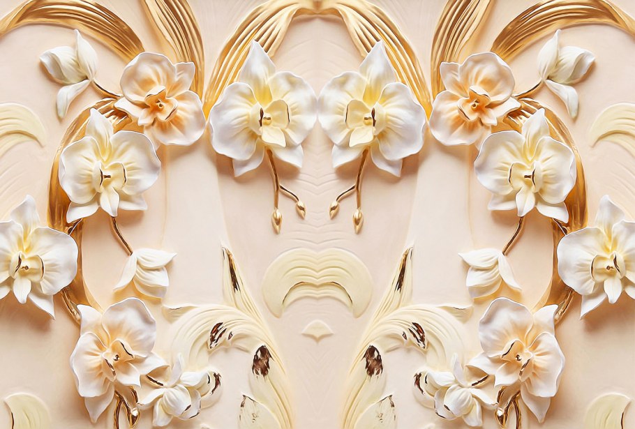 Лепнина цветы на стене