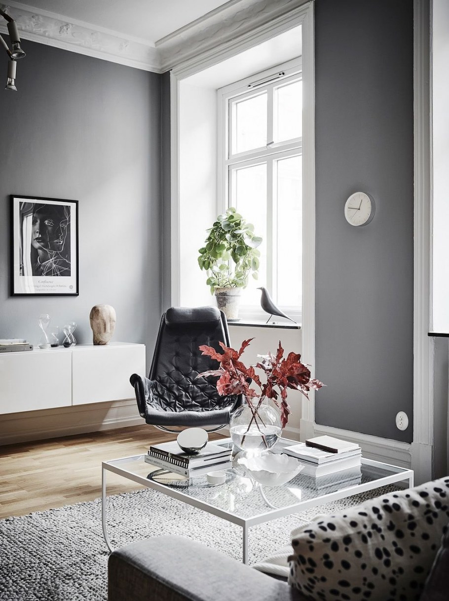 Серые стены в интерьере