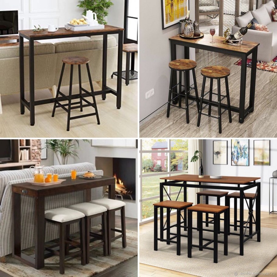 Барная стойка у окна на кухне