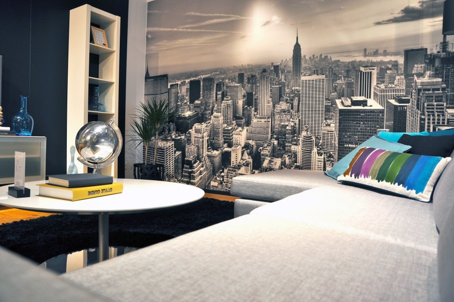 Фотообои город в интерьере детской