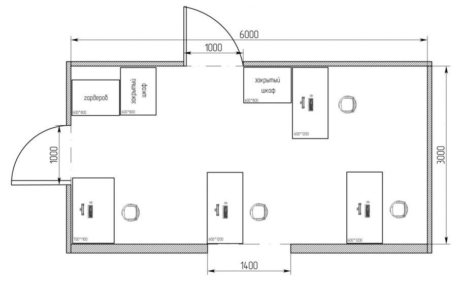 Расстановка рабочих мест в офисе схема