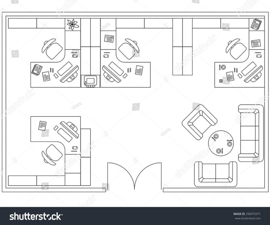 Расстановка офисной мебели (чертеж)
