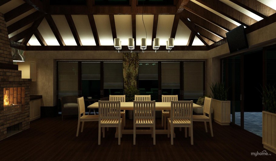 Освещение в закрытой беседке