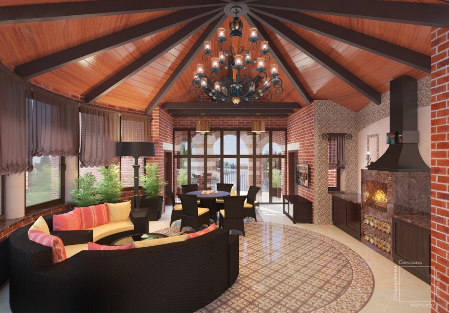 Беседка с мангалом внутри