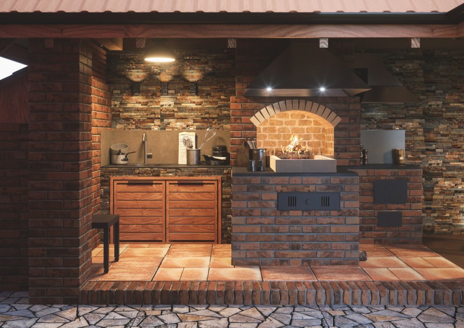 Дизайн барбекю внутри помещения