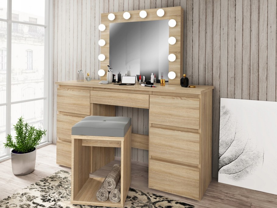 Hoff туалетный столик с зеркалом дуб сонома