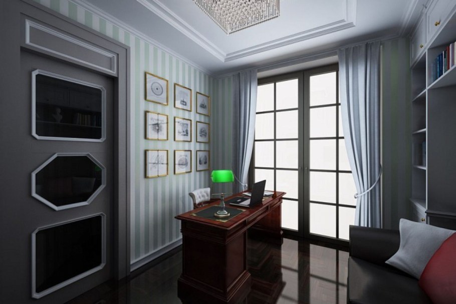 Светлый современный кабинет в частном доме