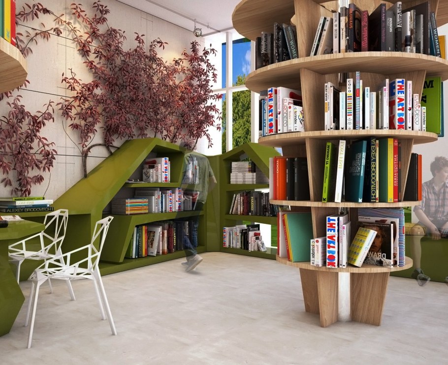 Интерьер школьной библиотеки