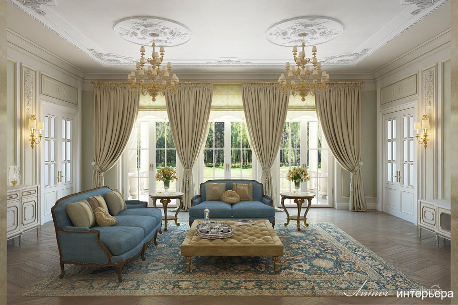 Интерьер гостиной в классическом стиле