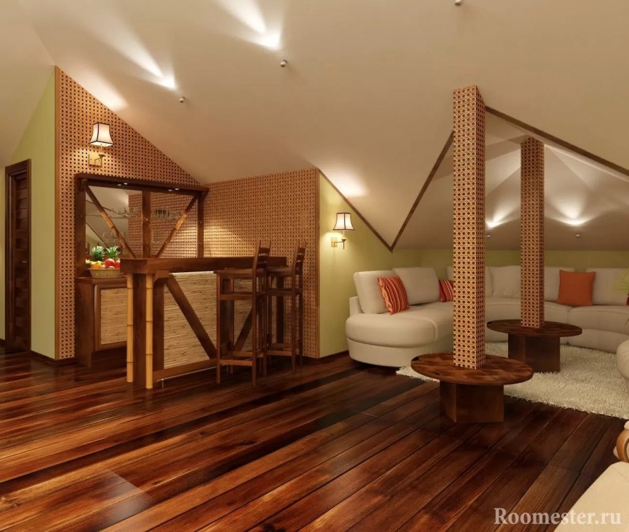 Интерьер мансарды