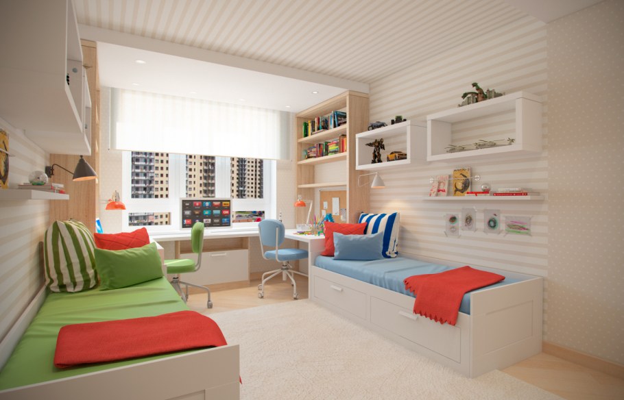 Маленькая детская комната для школьника