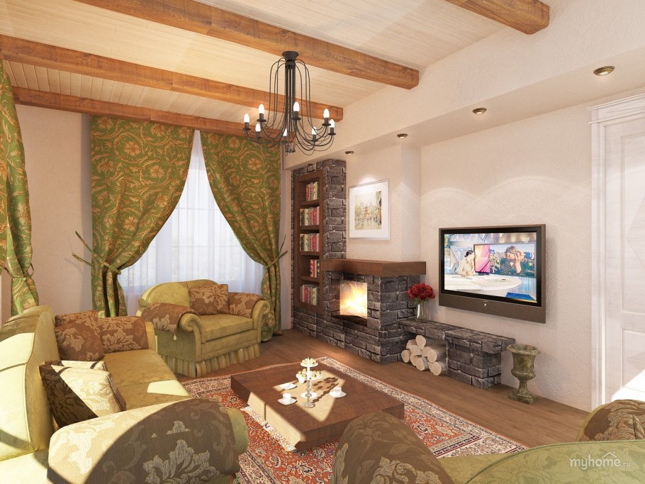 Интерьеры гостиных на даче