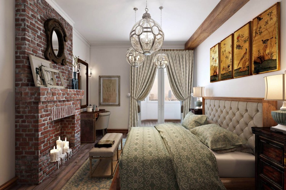 Эклектика в интерьере спальни