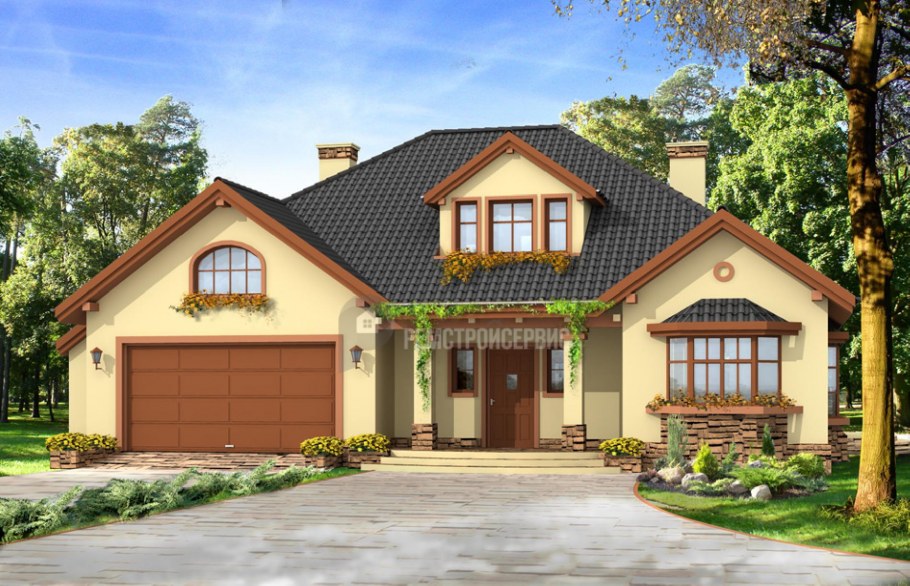 Мансардный дом с гаражом