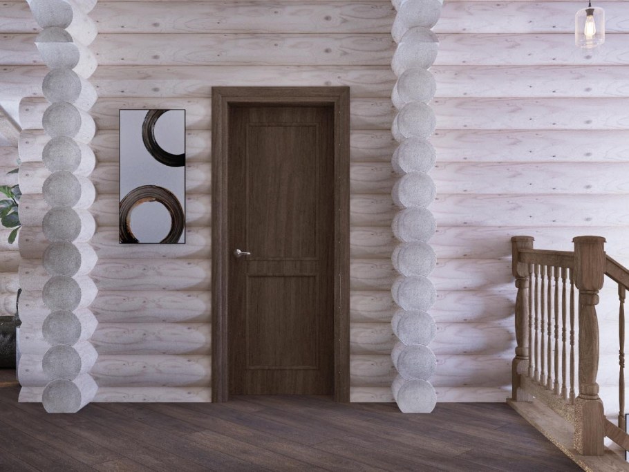 Стена из оцилиндрованного бревна