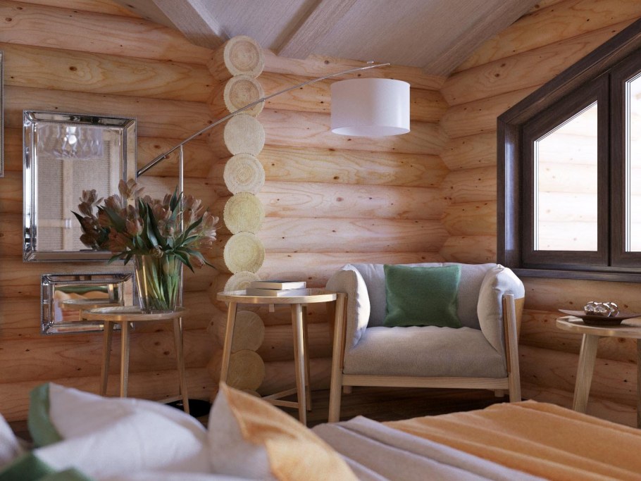 Дом из бревна внутри