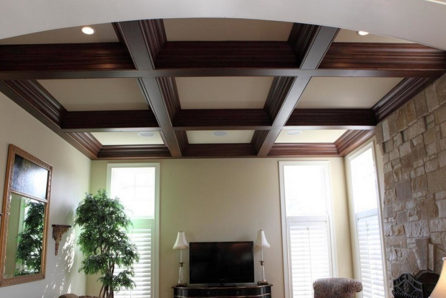 Кессонные потолки из гипсокартона в интерьере