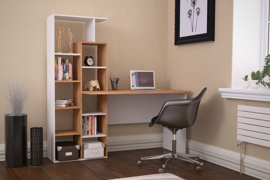 Мебель-комплекс стол компьютерный Вентура дуб золотой крафт/белый