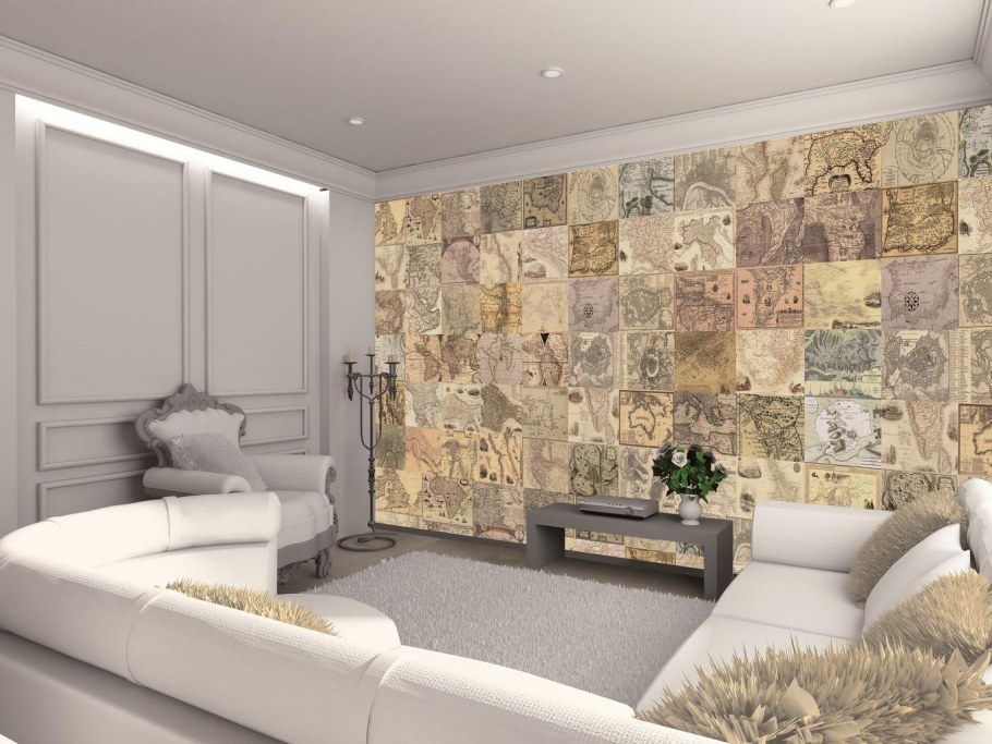 Панно из обоев на стену в гостиной