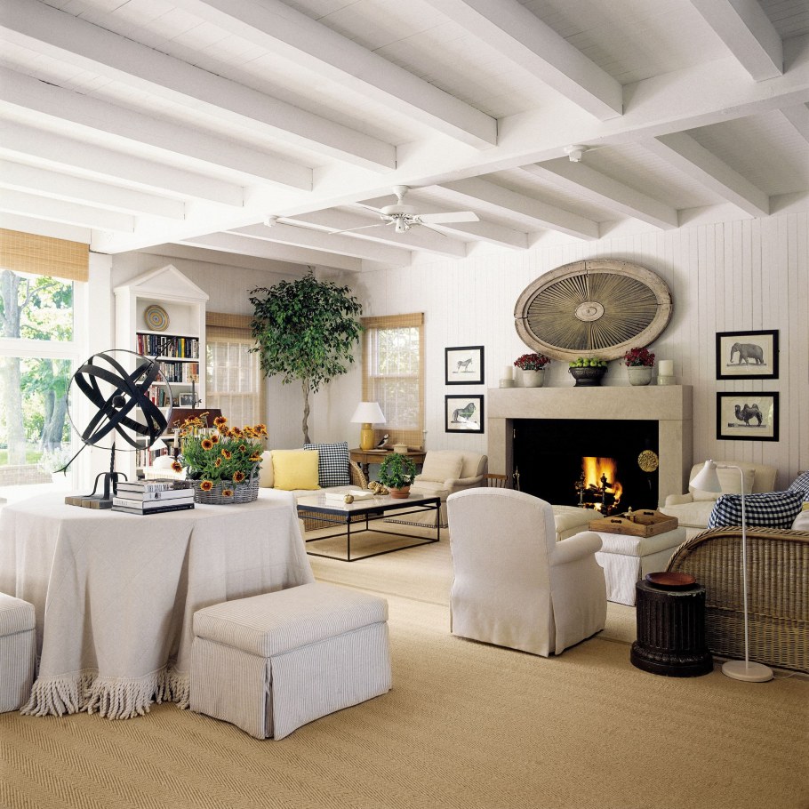 Балки в интерьере гостиной