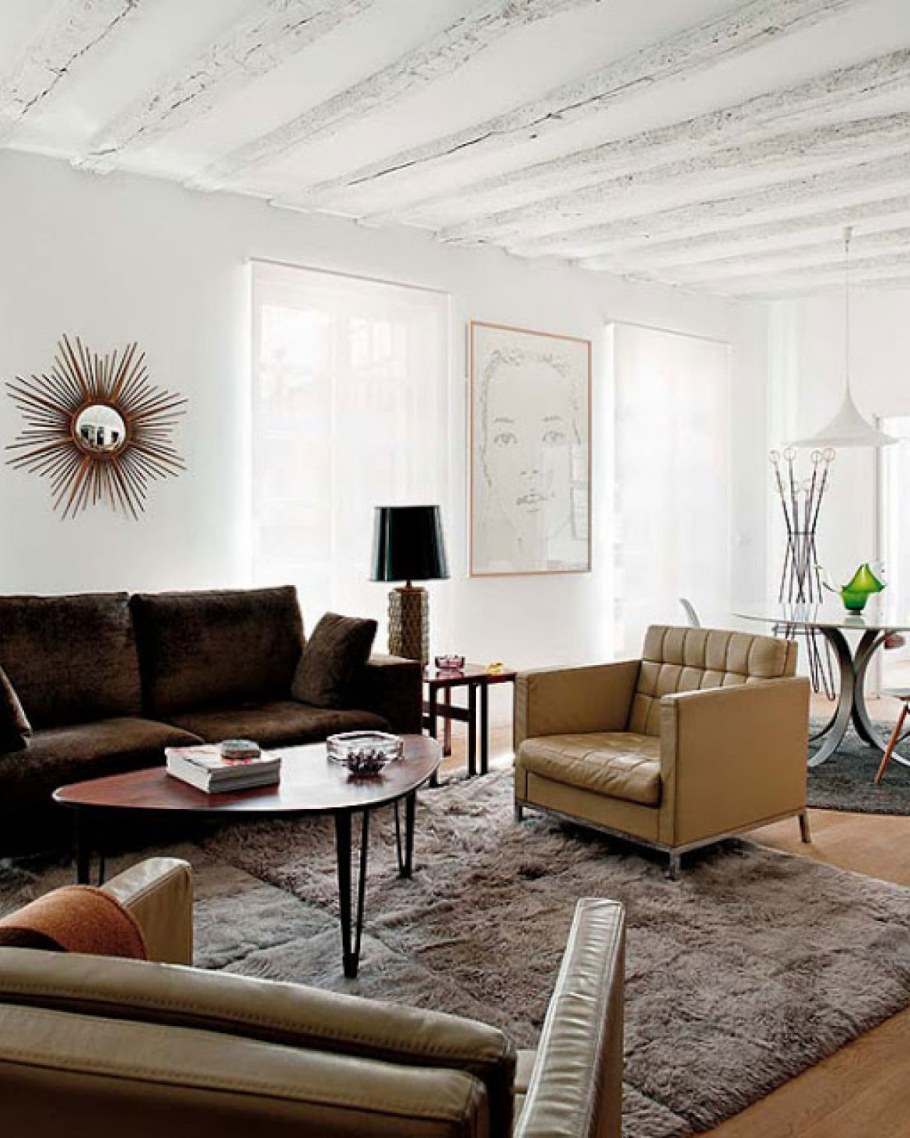 Белые балки в интерьере