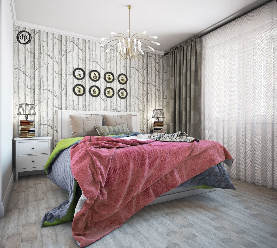 Икеа интерьер спальни Скандинавский стиль