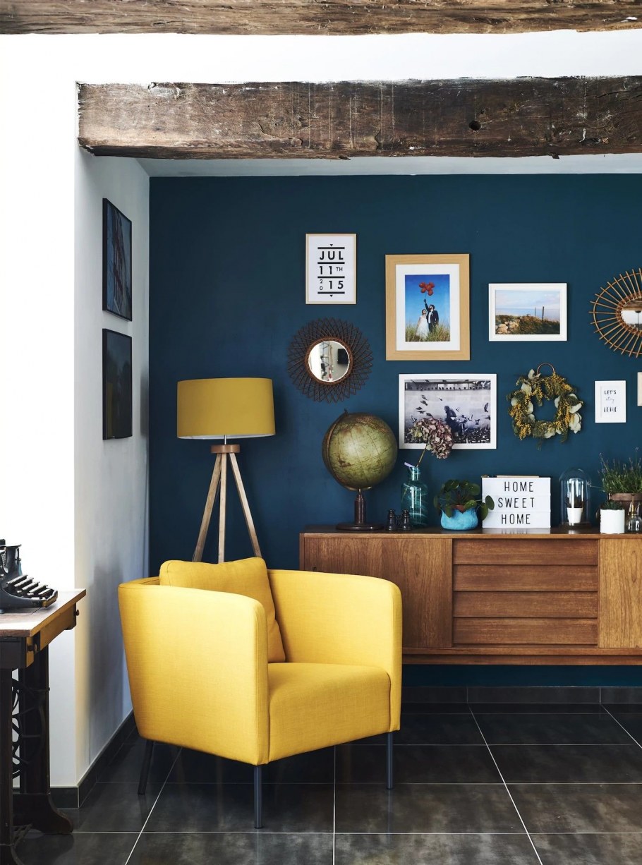 Синие стены в интерьере