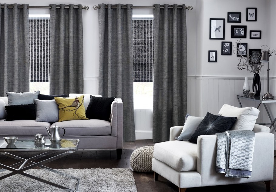 Шторы серого цвета в интерьере