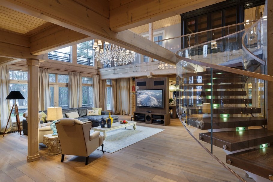 Интерьер двухэтажного коттеджа