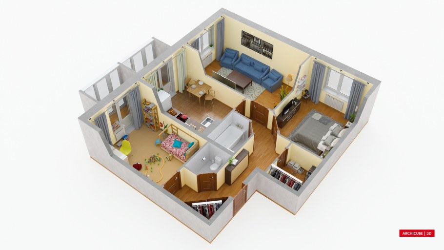 Макет двухкомнатной квартиры