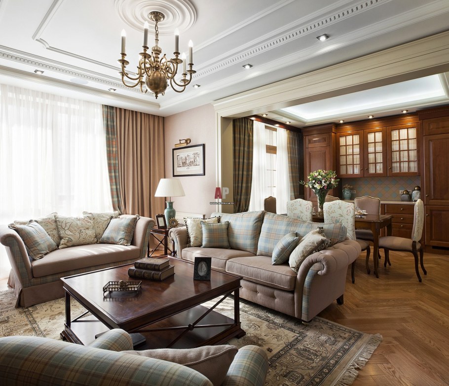 Кухня-гостиная Неоклассика 20 кв метров