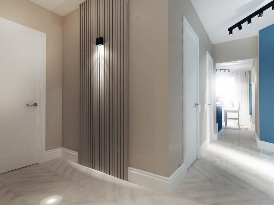 Серые стены белые двери