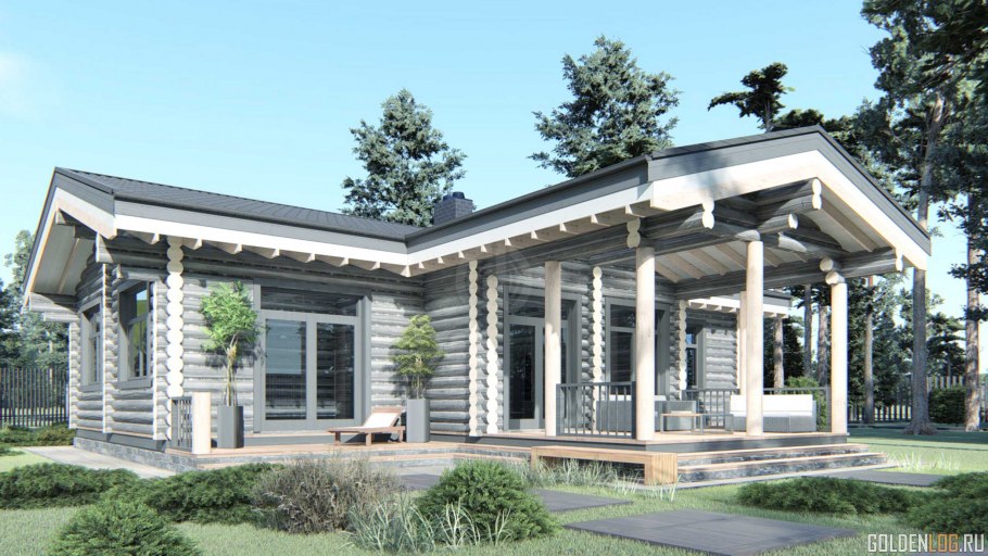 Проекты одноэтажных домов из оцилиндрованного бревна