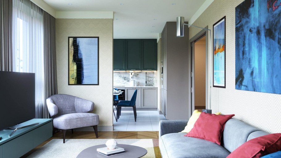 Современный интерьер однокомнатной квартиры