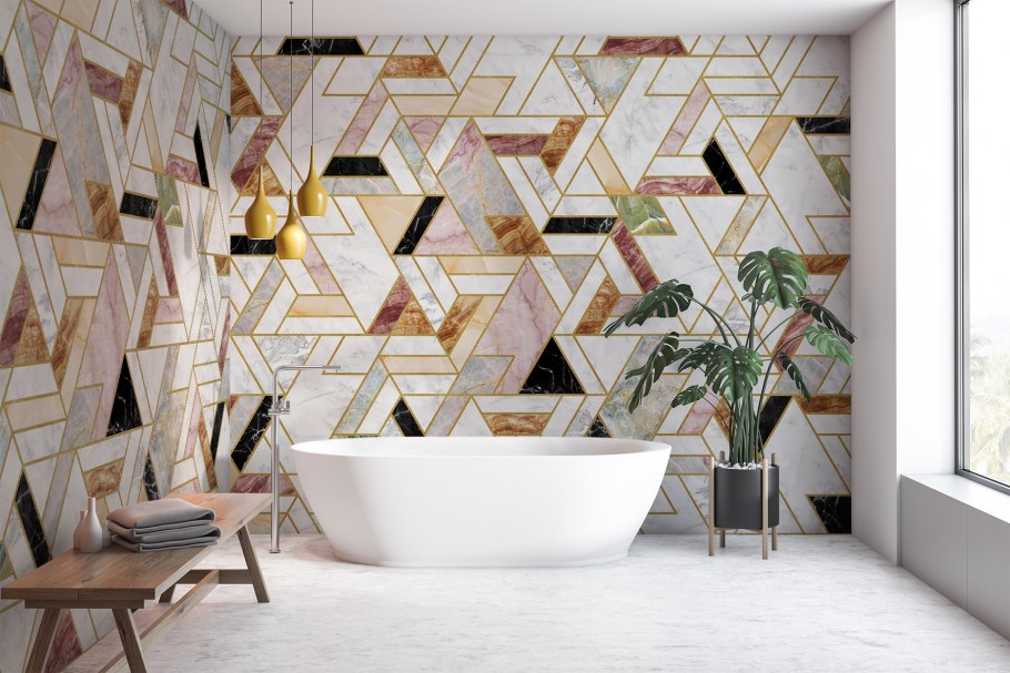 Разноцветный ламинат на стене