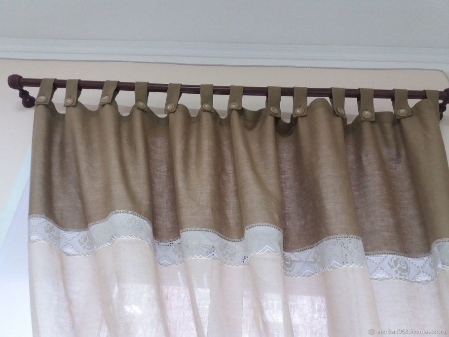 Льняные шторы комбинированные