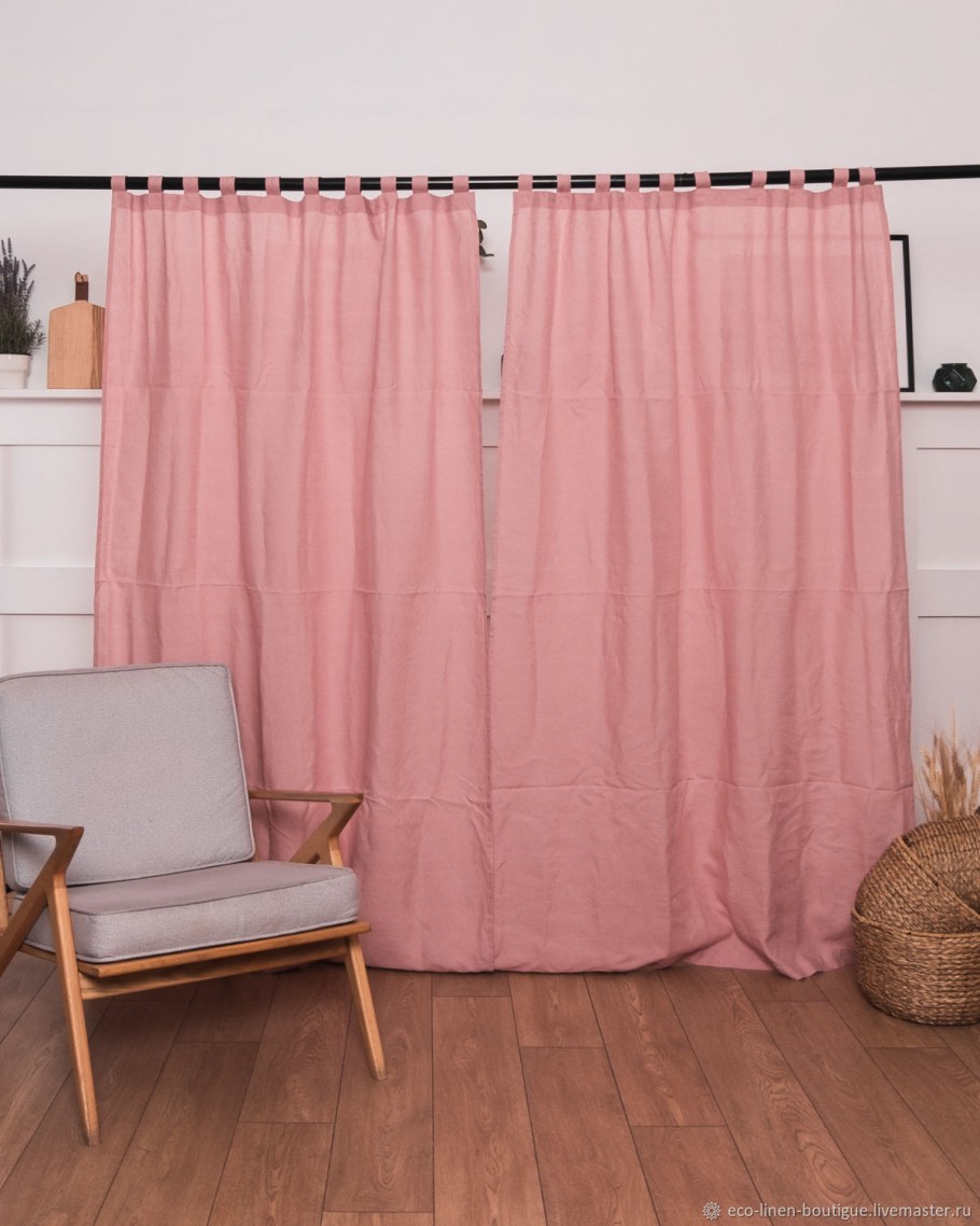 Шторы на петлях из ткани в интерьере