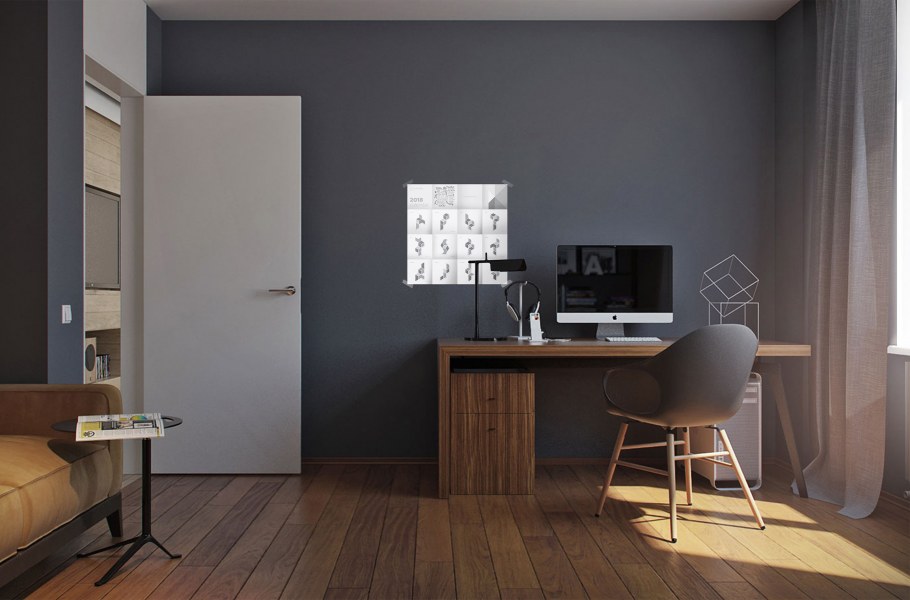 Комната с серыми стенами