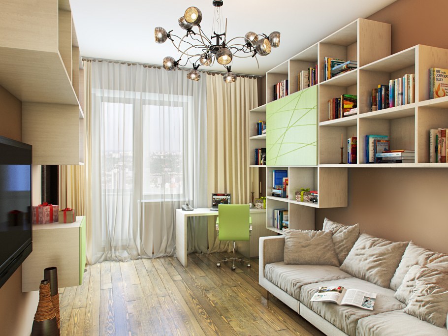 Детская комната для двоих мальчишек 16 кв.м с спортивным уголком