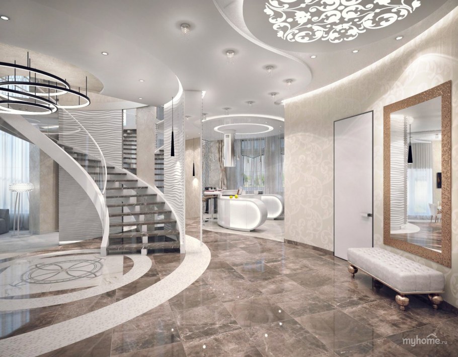 Холл в классическом стиле в частном доме