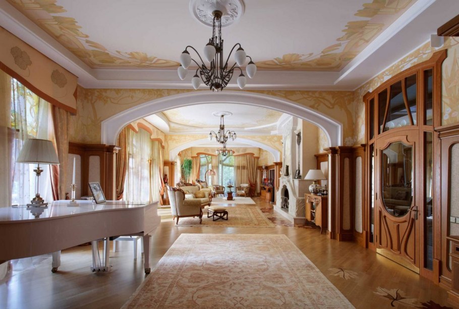 Интерьер гостиной в стиле арт нуво