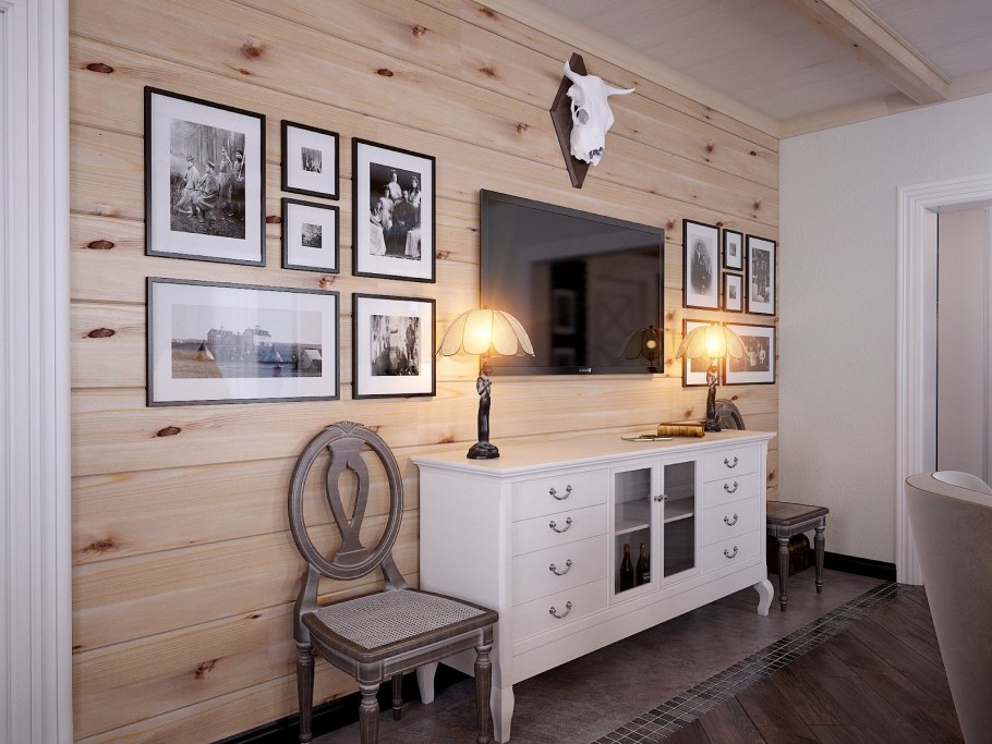 Вагонка на стене в интерьере