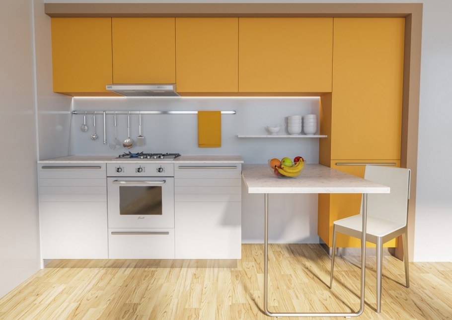 Кухня с белой духовкой