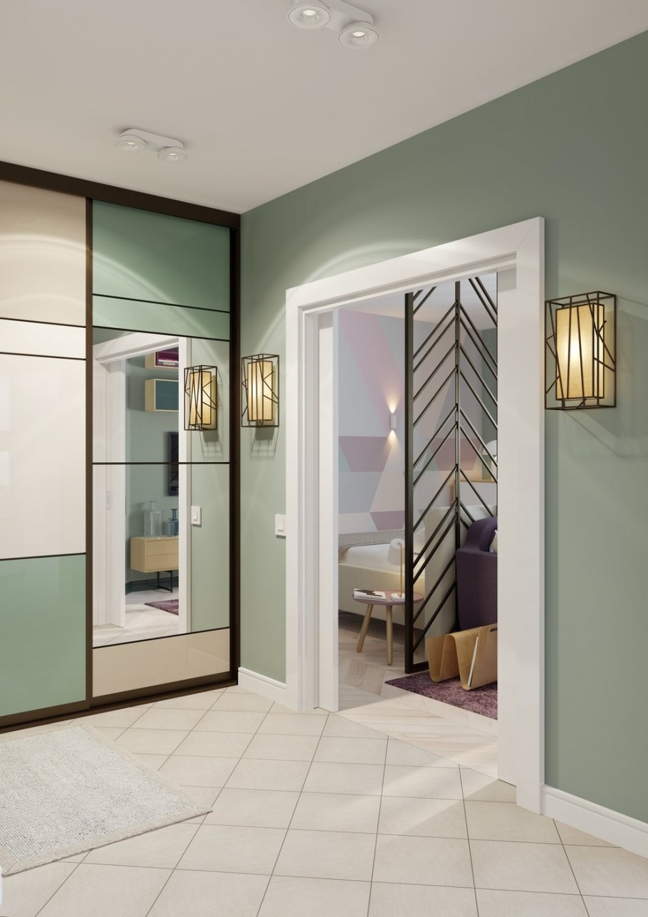 Серая кухня икеа с зелеными стенами