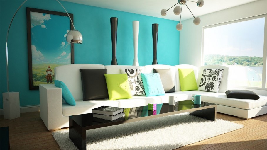 Гостиная в голубых тонах