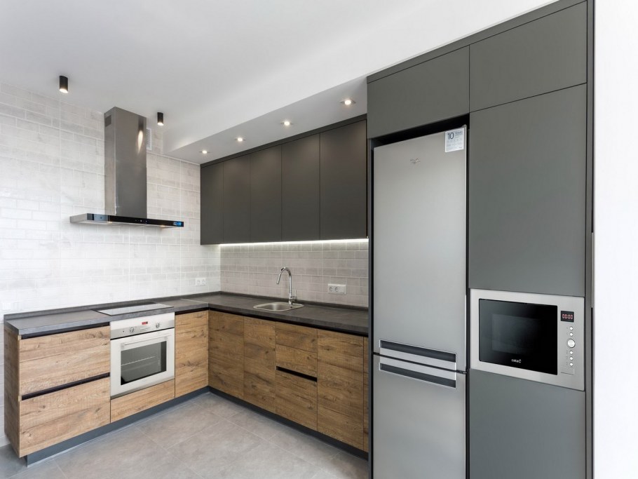 Кухня графит ручки gola