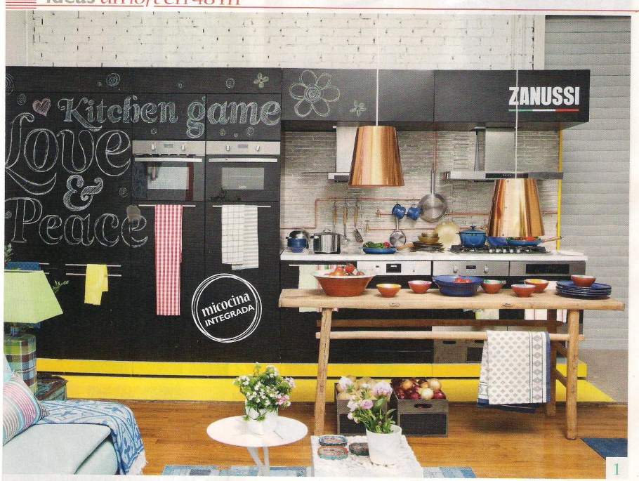 Желтые кухни грифельная стена