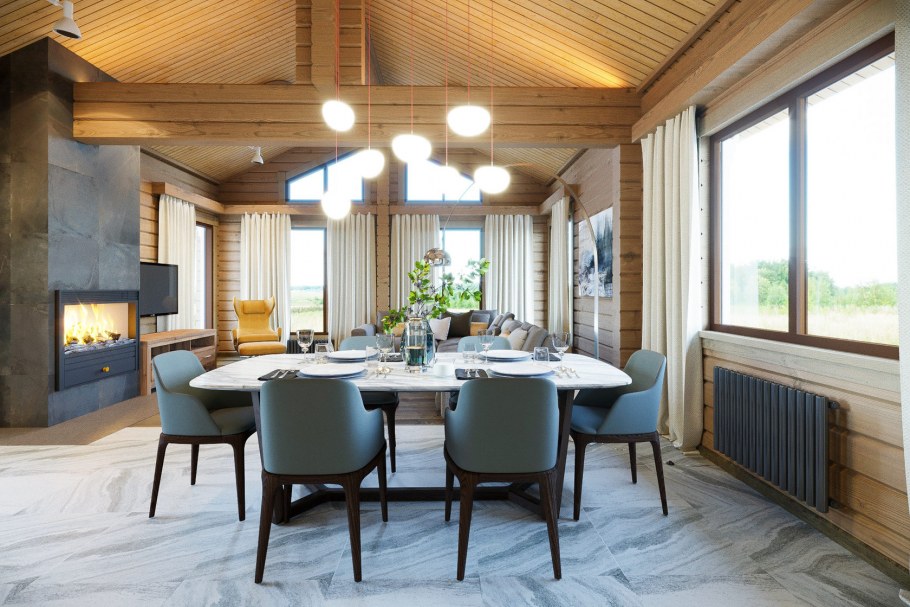 Интерьер кухни-гостиной в Банном комплексе