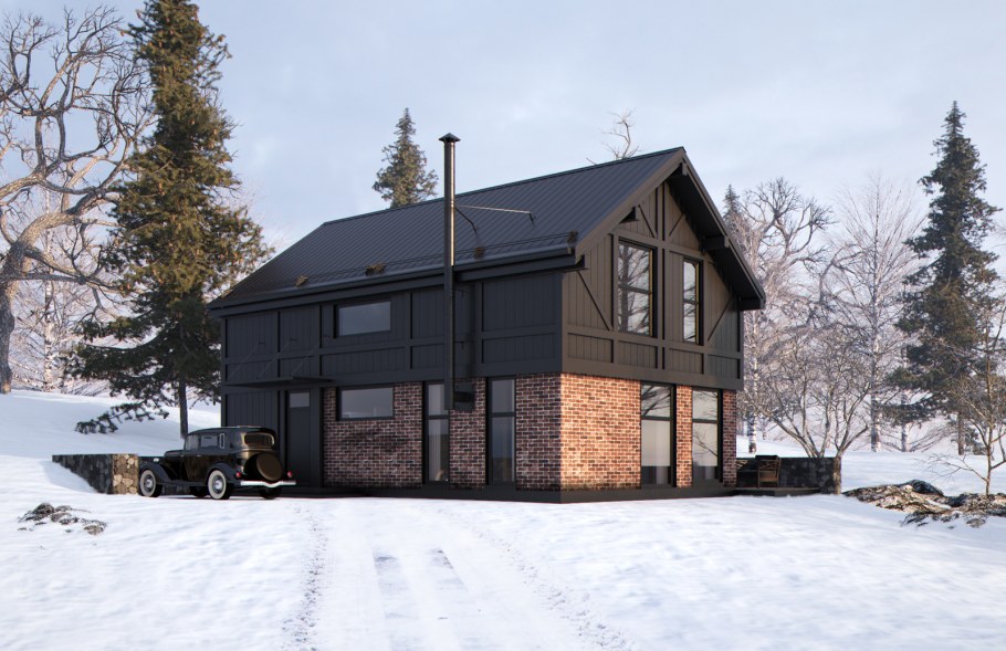 Комбинированные фасады домов в скандинавском стиле