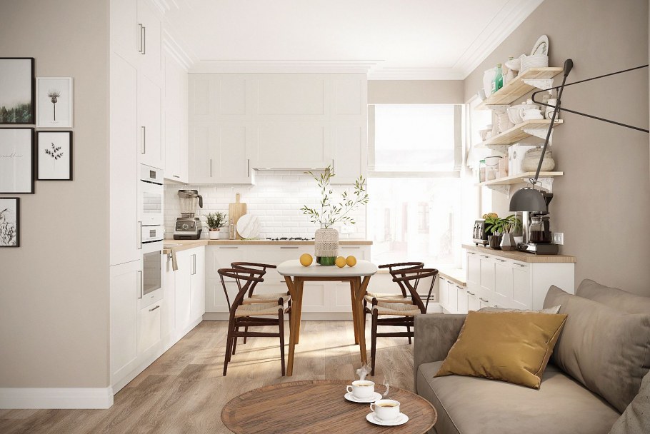 Кухня-гостиная в скандинавском стиле 2020